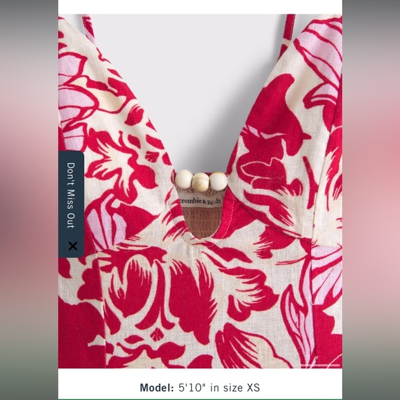 Abercrombie & Fitch Beaded Flowy Midi Dress Linen Blend Floral Size Large  NWT - Picture 7 of 15